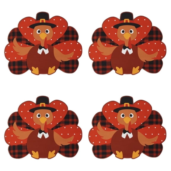 BVIEAKD Thanksgiving Placemats Set of 4, 16-inch Harvest Turkey Tablemats for Dining Table, Easy to Clean, Fall Placemats for Fall Autumn Thanksgiving Decorations