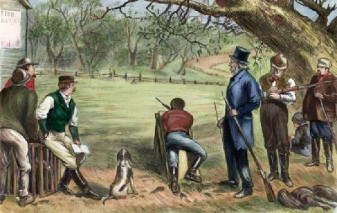 Thanksgiving Turkey Shoot by unknown artist 1880 Canvas Art - (18 x 24)