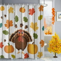 Thanksgiving Turkey Shower Curtains for Bathroom, Pumpkin Maple Leaf Acorn Waterproof Fabric Shower Curtain for Bathroom Bathtub Decoration, Machine Washable, 36"x72"
