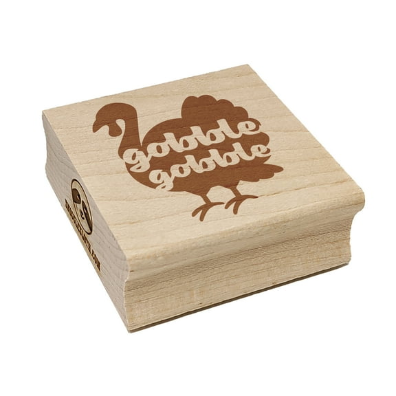 Thanksgiving Turkey Silhouette Gobble Gobble Square Rubber Stamp Stamping Scrapbooking Crafting - Small 1.25in