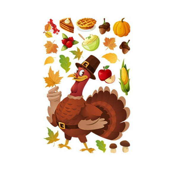 Thanksgiving Turkey Sticker Pumpkin Maple Leaf Fruit Static StickerBQ060