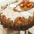 thumbnail image 1 of Thanksgiving Turkey Tablecloth Vintage Fall Pumpkin Table Cloth for Kitchen Decoration - 60" X 84" Oval, 1 of 6