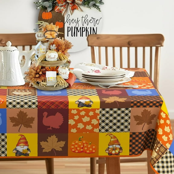 Thanksgiving Turkey Tablecloth Waterproof Fall Pumpkin Table Cloth for Fall Harvest Thanksgiving Home Decoration - 60" X 84" Rectangle/Oblong