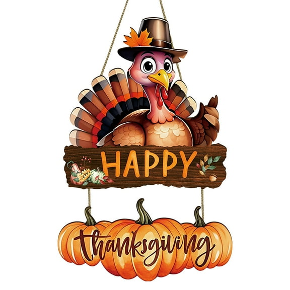 Thanksgiving Turkey Welcome Door Sign 3D Fall Autumn Turkey Wooden Hanging Sign Thankful Front Door Hanger for Indoor Outdoor Home Porch Window Decor Harlik