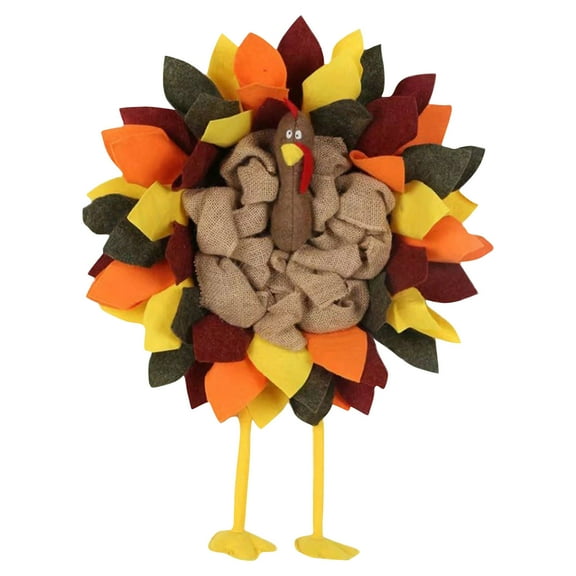 Thanksgiving Turkey Wreath Door Hanger Decoration, A Must-Have For Your Home Garden Bar Thanksgiving Party, Handmade Felt Material With Sturdy Legs And 45*45Cm Size