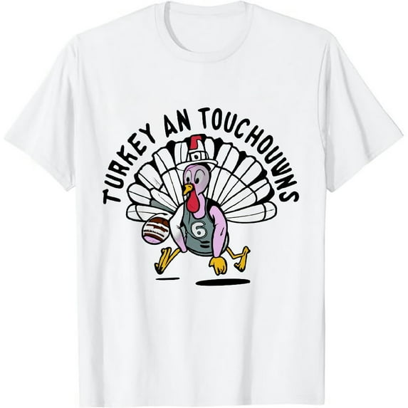 Thanksgiving Turkey and Touchdowns Football Men Boys T-Shirt