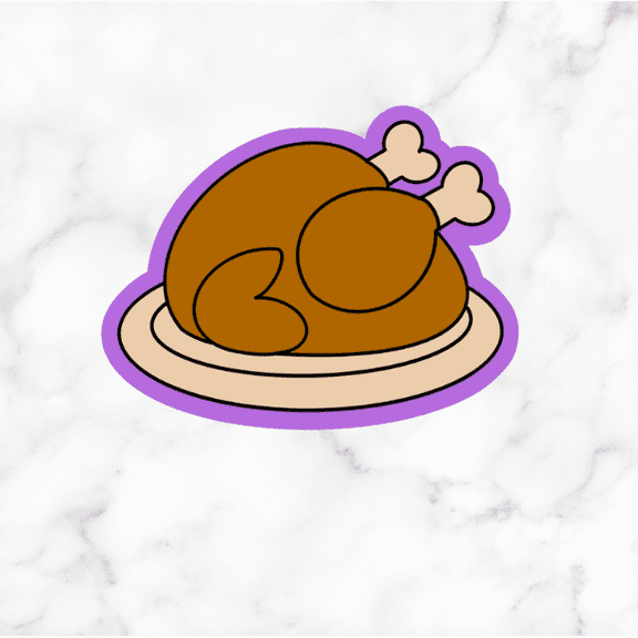 Thanksgiving Turkey on Platter Cookie Cutter with Stamp Option