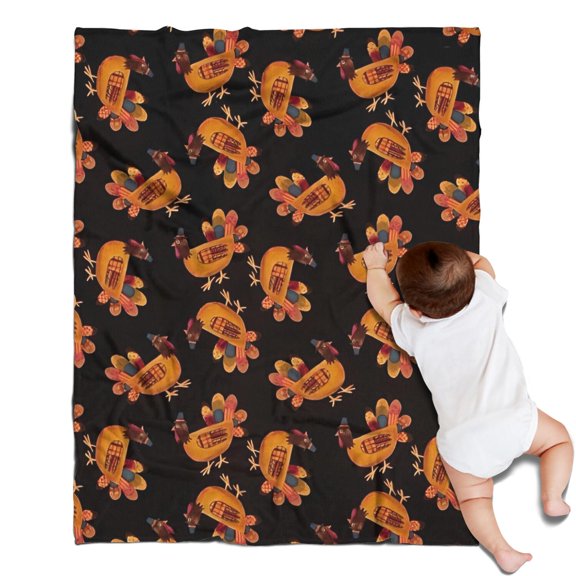 Thanksgiving Turkeys Pattern Blanket,Comfortable Soft Lamb Wool Throw Blanket,All Season,Warm Lightweight Blankets for Sofa Bed Couch Living Room Chair,30"x40"