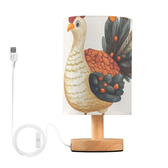Thanksgiving Turkeys and Leaves Table Lamp with USB Port LED Warm Light Lamp Night Light Home Decor