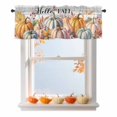 thumbnail image 1 of Thanksgiving Valances for Windows, 54 x 18in, Hello Fall Watercolor Pumpkin Gary Wood Rod Pocket Kitchen Valance Curtain Light Filtering Window Treatments for Living Room Bedroom, 1 Panel, 1 of 7
