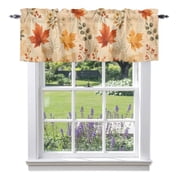 Thanksgiving Valances for Windows Fall Harvest Maple Leaves Shabby Chic French Country Rod Pocket Light Filtering Short Window Treatments Curtains for Kitchen Bathroom Bedroom, 1 Panel, 42 x 12 Inch