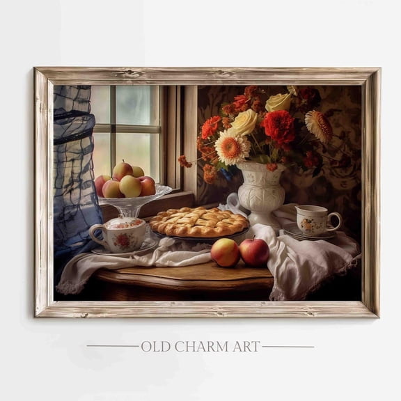 Thanksgiving Wall Art, Apple Pie Rustic Kitchen Poster, Fall Farmhouse Wall Decor, Fall Landscape Art Wa192, Unframed Poster Size 8x12