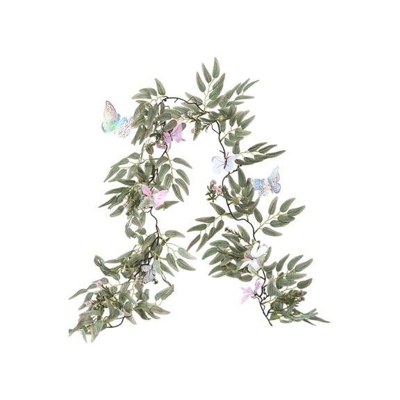Thanksgiving Wall Decorations - Eucalyptus Rattan Vine with Butterflies for Home, Wedding, and Product Photography Props, 160 cm / 62.99 in