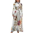 thumbnail image 1 of Thanksgiving Watercolor Pumpkins Women's Long Dress Long Sleeves Dress Vintage Dresses Party Maxi Dress High Waist Dress, 1 of 4