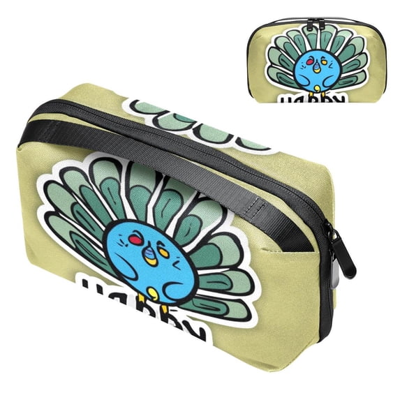 Thanksgiving Waterproof Oxford Cloth Travel Organizer for Electronic Devices with USB Pouch, Charger Pouch, Charger Bag Organizer, and Phone Cable Organizer, 5.9x9.44x3.14 in