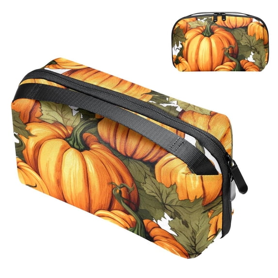 Thanksgiving Waterproof Oxford Fabric Charger Organizer Storage Pouch Outdoor Small Storage Box, 5.9x9.44x3.14 in.