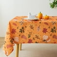 thumbnail image 1 of Thanksgiving Waterproof Tablecloth – Fall Harvest Pumpkins, Maple Leaves & Berries Print – Autumn Rectangle Table Cover for Dining or Party, Brown, W60 x L02 in, 1 of 6
