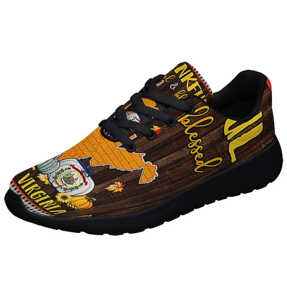 Thanksgiving WeStVirginia Thankful Grateful And Blessed Shoes Sneakers Black Size 9
