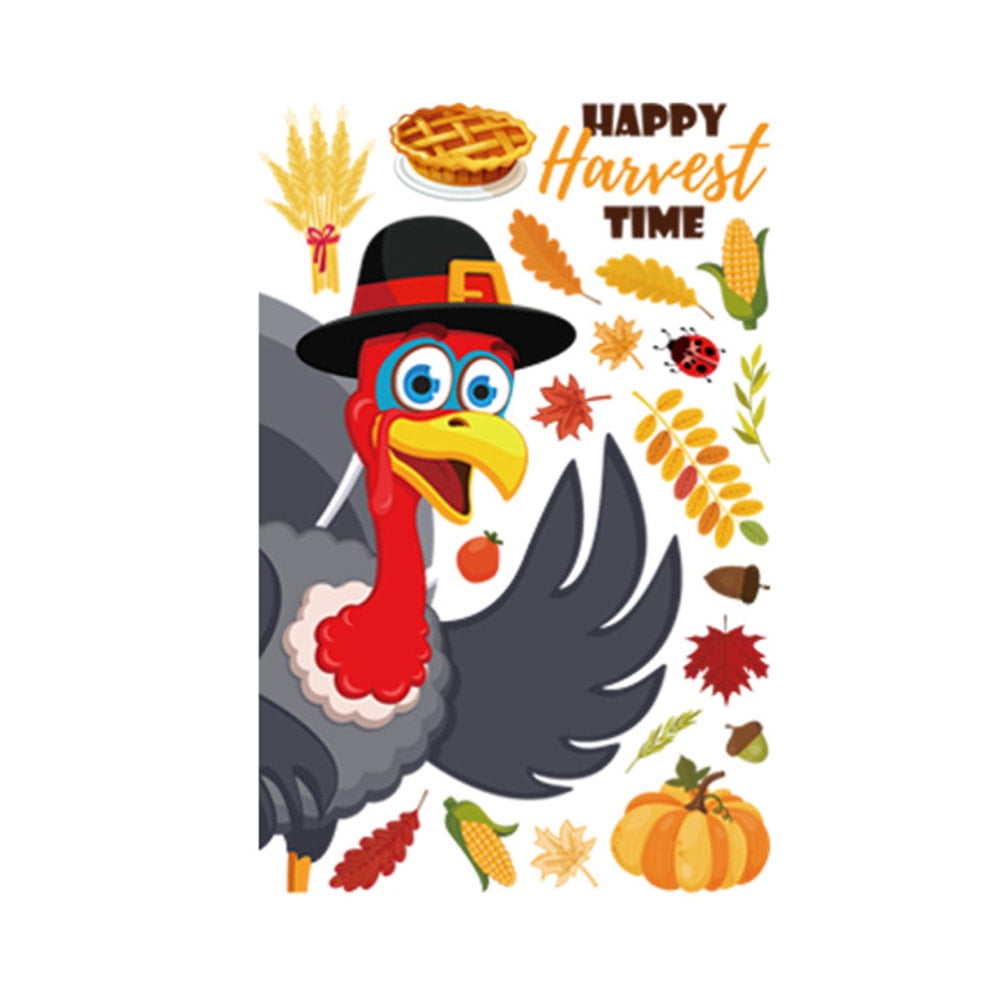 Thanksgiving Window Clings Decals Easy to Remove Window Clings for Window Glass Decorations