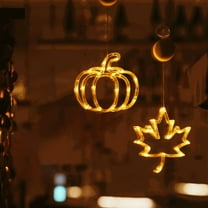 Thanksgiving Window Lights | Fall Decor Lighted Suction Cup Plastic Home Door Wall Wreath Decoration | Yellow | 20x18.5cm 20x17.5cm | 1 Pack