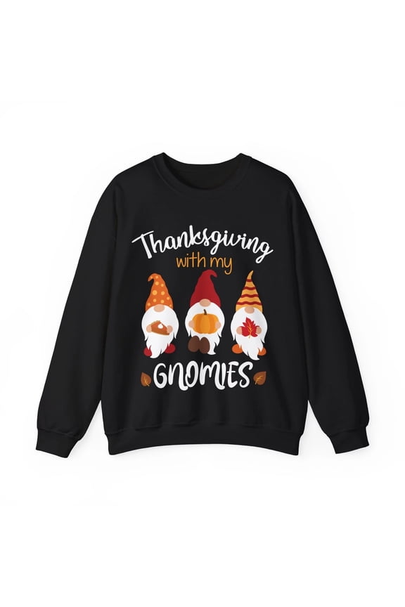 Thanksgiving With My Gnomies Sweatshirt – Funny Gnome Fall Pullover, Cozy Rustic Autumn Holiday Sweater