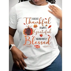 Thanksgiving Women's Plus Size T-Shirt, Thanksgiving Pumpkin Pattern Design, Autumn Casual Street Short-Sleeved Top, Suitable For Birthdays, Halloween, Thanksgiving, Christmas, Or Family And Friends