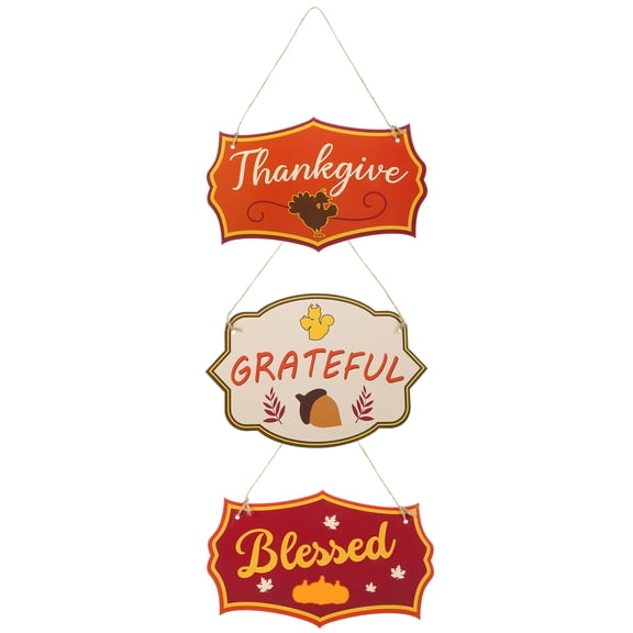 Thanksgiving Wooden Hanging Sign with Pumpkin and Turkey Design for Fall Home Decor
