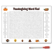 Thanksgiving Word Search Game Poster, Fall Word Find Puzzle Sheet, Holiday Activity Poster,White - 60X90Cm