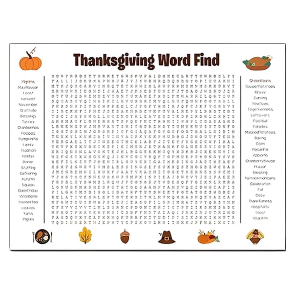 Thanksgiving Word Search Poster Wall Hanging Game Adult Word Search And Find Posters 50 Words Large Printed Word Puzzle Search And Discover Poster Game Activate Th Office&Craft&Stationery