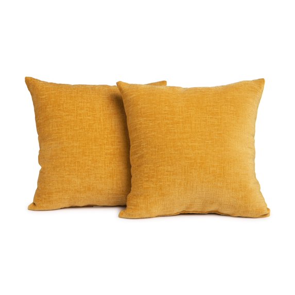 Thanksgiving Wreath 2024 Home Decor Wivi, Chenille Decorative Square Pillow, 18" x 18", Yellow, 2 Pack