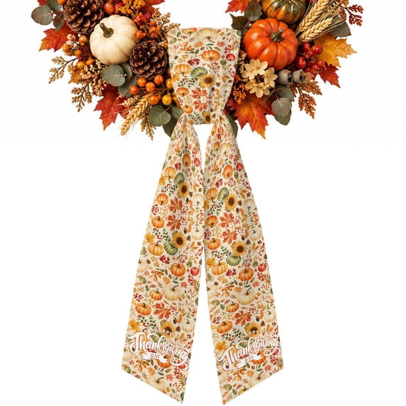 Thanksgiving Wreath Sash for Front Door, Country Fall Pumpkin ...