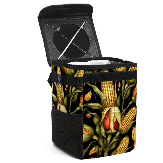 Thanksgiving corn Foldable Car Garbage Can with Lid, Leak-Proof, Hanging Storage Bag - Car Trash Bin, Mini Trash Can