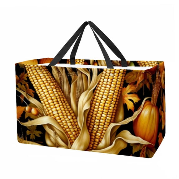 Thanksgiving corn Large Foldable Oxford Cloth Storage Bin Shopping Basket Shopping Bag Grocery Bags
