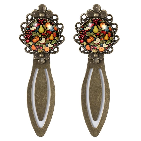 Thanksgiving fruits Elegant Vintage Copper-Colored Stainless Steel Bookmarks - Set of 2 - Ideal Gifts for Book Lovers