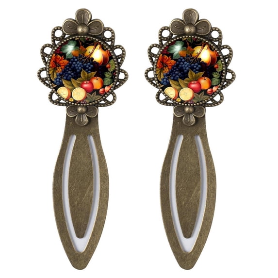 Thanksgiving fruits Vintage Copper-Colored Lace Bookmarks, Made of Stainless Steel Material, Gifts for Readers and Book Lovers