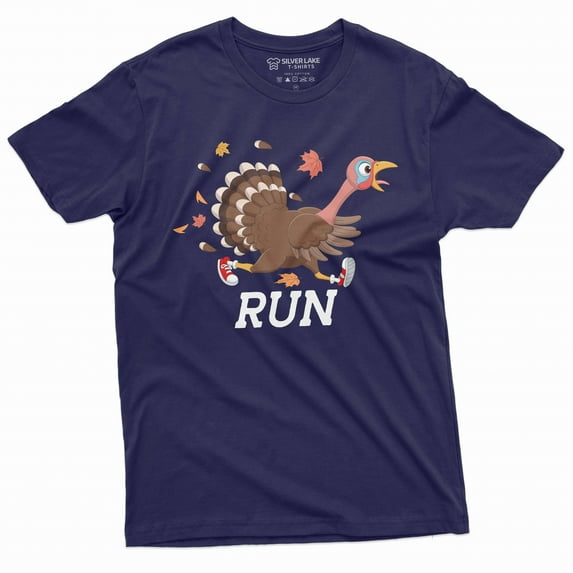 Thanksgiving funny shirt turkey running t-shirt run funny Thanksgiving dinner tee shirt (XX-Large Navy Blue)