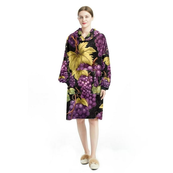 Thanksgiving grapes Cozy Microfiber Polyester Wearable Blanket | Soft Lounge Comfort | Oversized Plush Throw Wrap | Cozy and Warm Loungewear Bedding | Ultra Soft Lightweight Snuggle Blanket