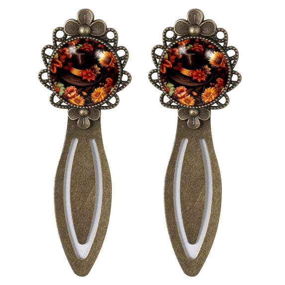 Thanksgiving hats Vintage Copper-Colored Lace Bookmarks: Stylish Stainless Steel Reading Accessories for Book Lovers - Set of 2