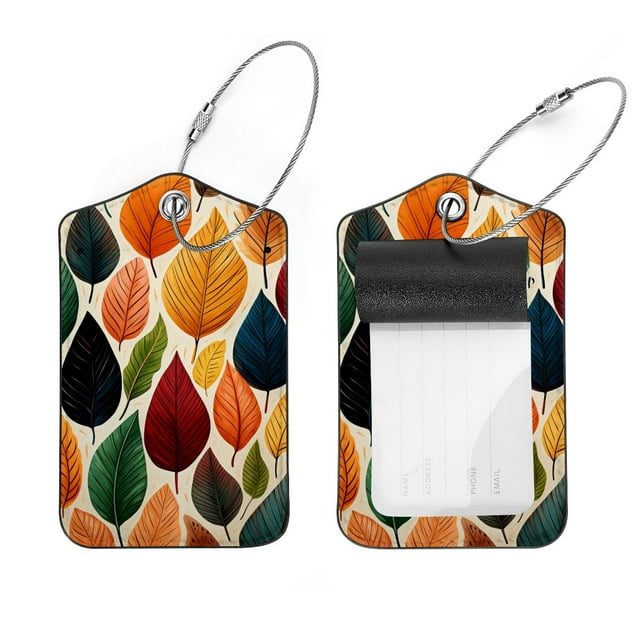 Thanksgiving leaves 2 Pack Luggage Tags Suitcases PU Leather Travel Bag ...