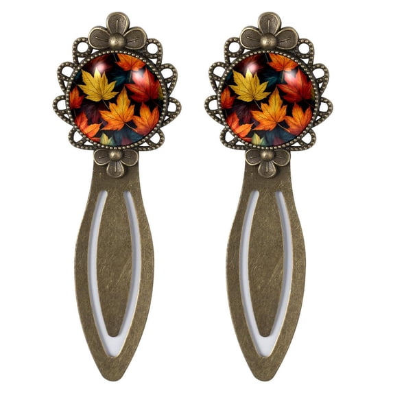 Thanksgiving leaves Vintage Copper-Colored Lace Bookmarks, Made of Stainless Steel Material, Gifts for Readers and Book Lovers