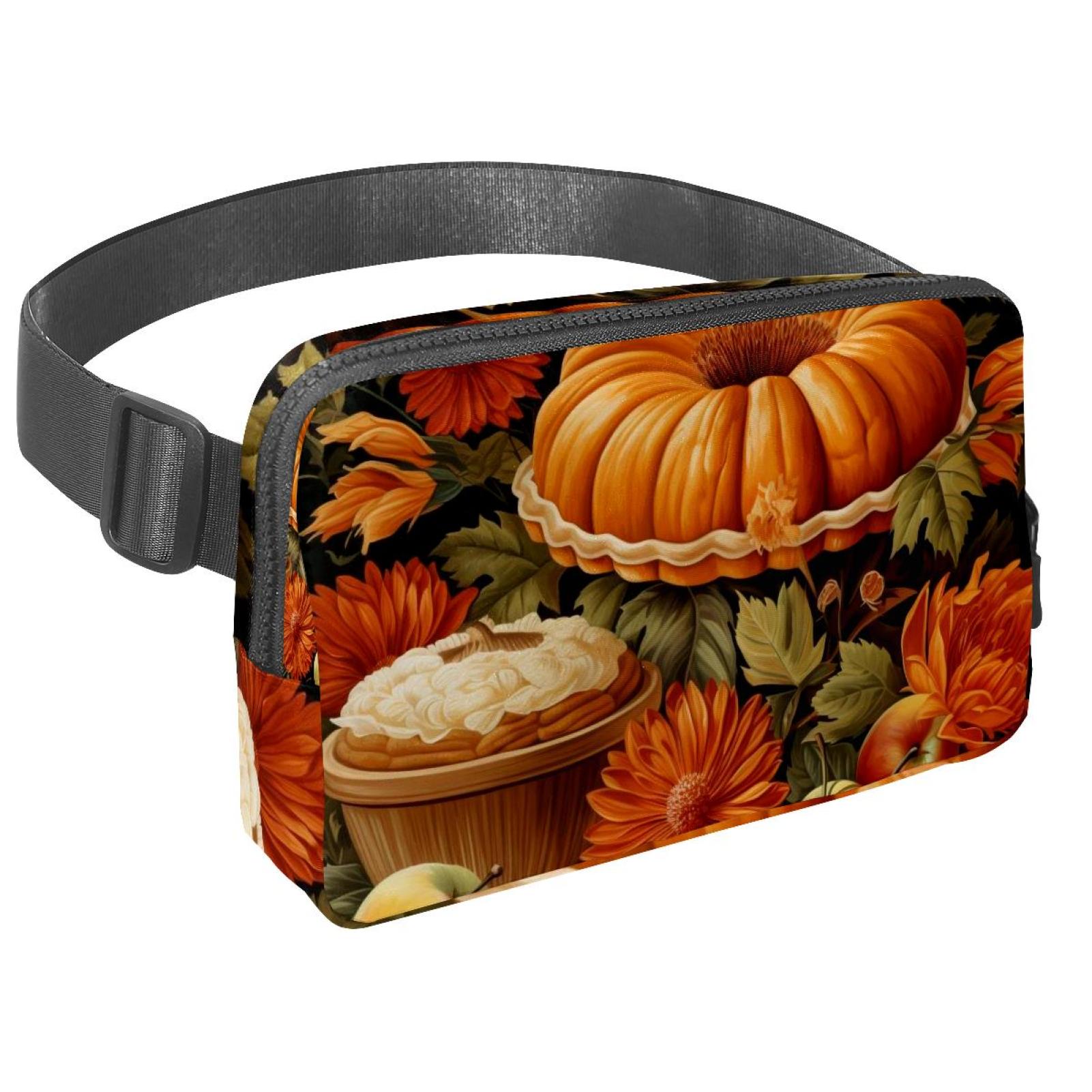 Thanksgiving pumpkin pie Lightweight Adjustable Waist Bag with Extension Strap | Unisex Fanny Pack