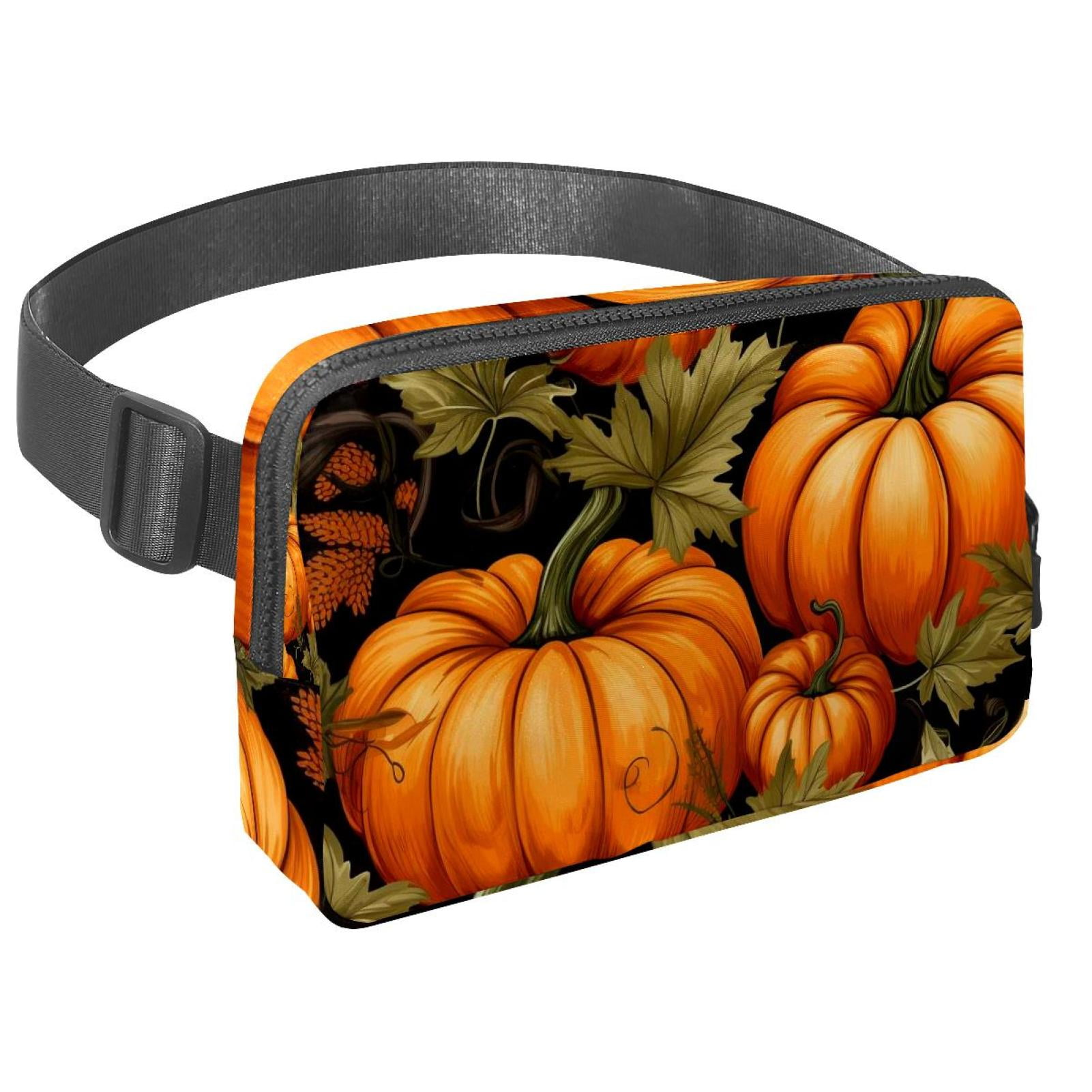 Thanksgiving pumpkins leaves Lightweight Adjustable Cross Body Bag Fanny Pack Waist Pack with Extension Strap Unisex