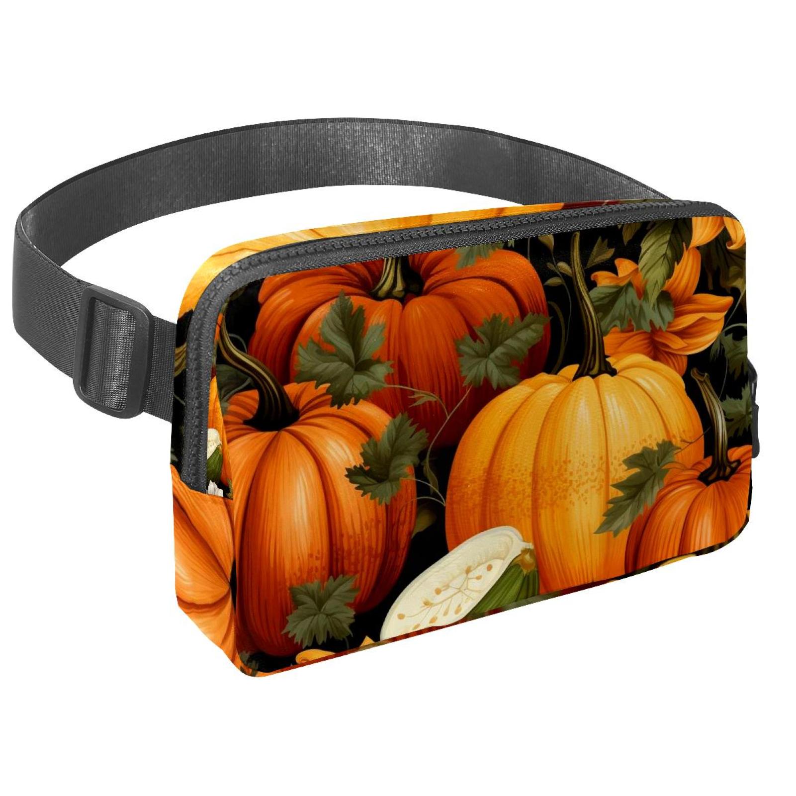 Thanksgiving pumpkins leaves Lightweight Adjustable Sling Bag with Extension Strap - Unisex Waist Packs Waist Bags