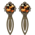 thumbnail image 1 of Thanksgiving pumpkins leaves Vintage Copper-Colored Lace Bookmarks: Stainless Steel Reading Accessories, Gifts for Book Lovers - Set of 2, 1 of 5