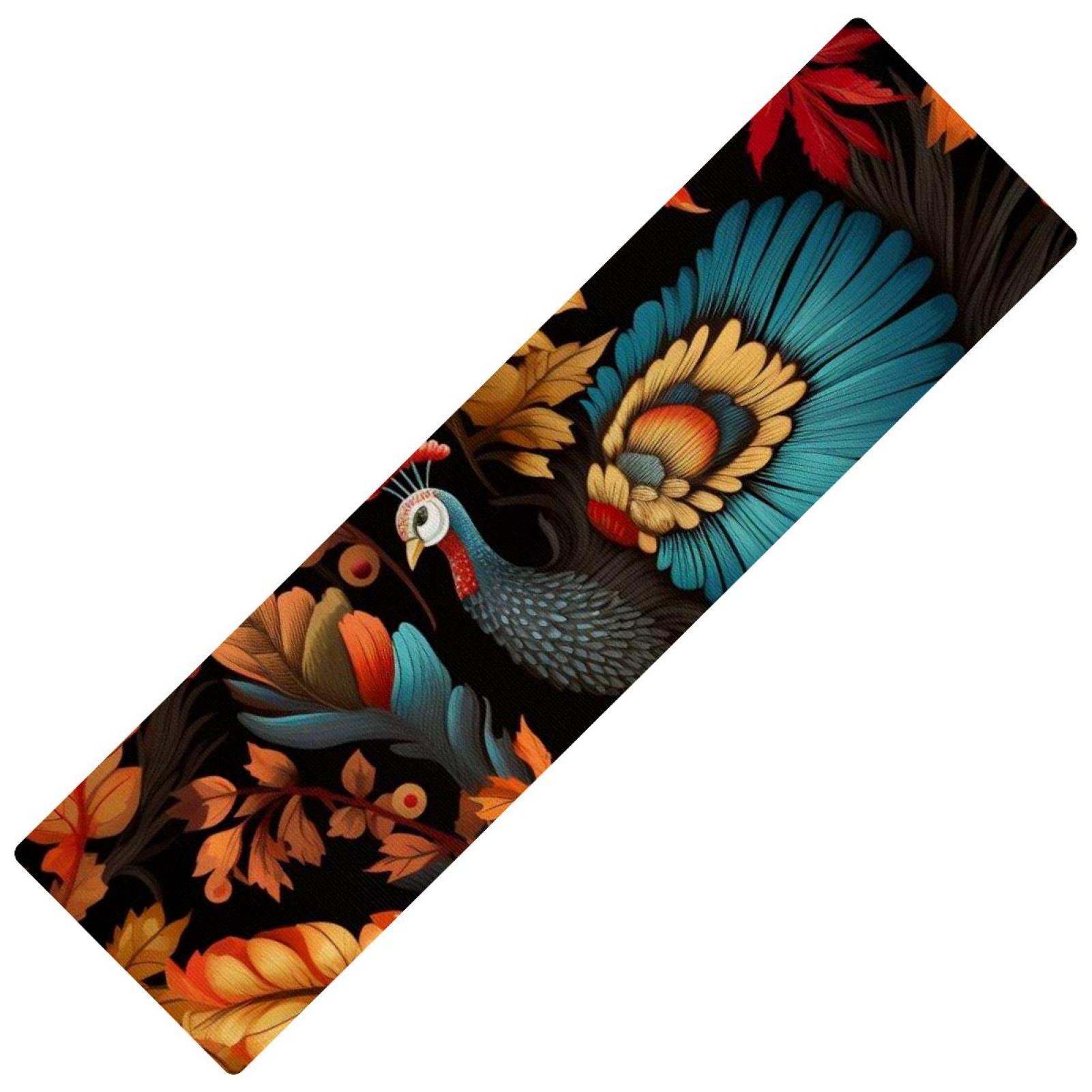 Thanksgiving turkey leaves Rectangular Rubber Mats Kitchen Runner Rugs