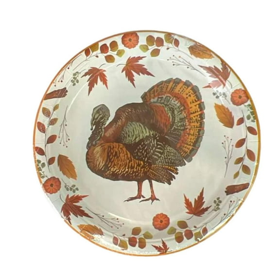 Thanksgiving with Turkey Image Themed 7" Disposable Paper Dessert/Appetizer Plates-8 Pack