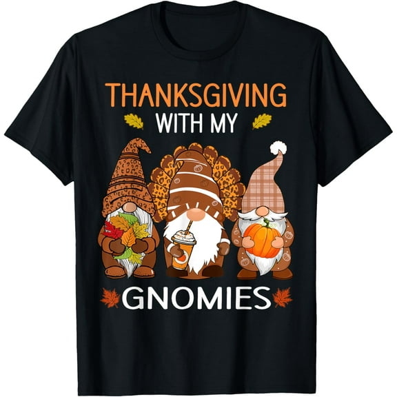 Thanksgiving women gnome fall leopard Turkey men girls T-ShirtMen's and women's short-sleeved pure cotton shirts