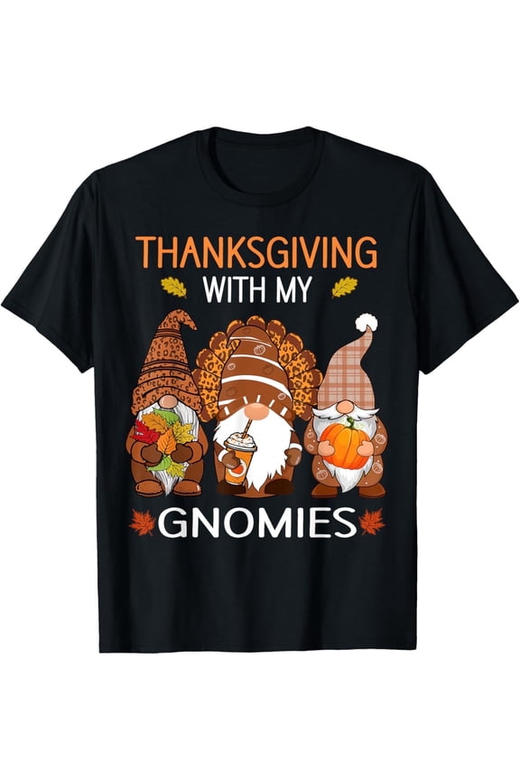 Thanksgiving women gnome fall leopard Turkey men girls T-Shirt