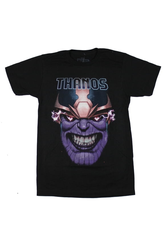 Thanos (Marvel Comics) Mens T-Shirt - Giant Evil Grin Under Name
