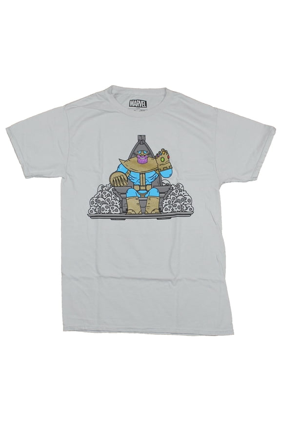 Thanos Marvel Mens T-Shirt -  Cartoony Thanos on  Infinity War Throne Image (X-Large)